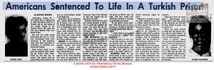 Amerikalılar Türk Hapishanesinde Müebbet Hapse Mahkûm Edildi (Antakya Üçlüsü)-2 Şubat 1974-St. Petersburg Times/Americans Sentenced To Life In A Turkish Prison-2 February 1974-St. Petersburg Times