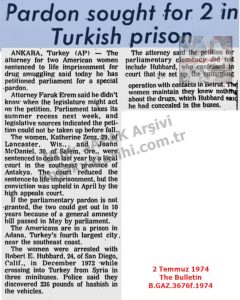 Türk Hapishanesindeki 2 Kişi İçin Af Talebi (Antakya Üçlüsü)-2 Temmuz 1974-The Bulletin/Pardon sought for 2 in Turkish prison-2 July 1974