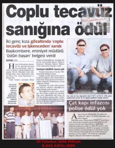 Tecavüz Sanığına Ödül-20 Temmuz 2000-Milliyet/Award for a Rape Suspect – 20 July 2000 – Milliyet