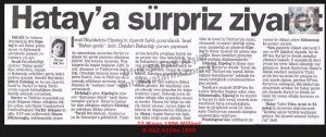 Hatay’a Sürpriz Ziyaret-22 Mayıs 1996-Milliyet/Surprise Visit to Hatay – 22 May 1996 – Milliyet