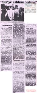“Suriye’nin Saldırısı Vahim” 23 Ekim 1989-Milliyet/“Syria’s Attack Is Grave” – 23 October 1989