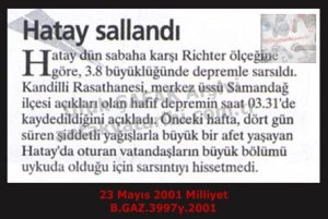 Hatay’da Deprem-23 Mayıs 2001-Milliyet/Earthquake in Hatay – 23 May 2001 – Milliyet