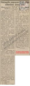 Hatay’da Yaşayan Türk Alevilerin Etnolojisi-23 Şubat 1938-Anadolu/The Ethnology of Turkish Alevis Living in Hatay — 23 February 1938 — Anadolu