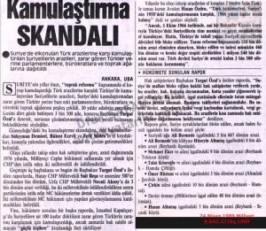 Kamulaştırma Skandalı-24 Nisan 1989-Milliyet/Expropriation Scandal – 24 April 1989