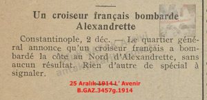 İskenderun’un Bombalanması-25 Aralık 1914-L’ Avenir/The Bombardment of Alexandretta — 25 December 1914 — L’Avenir