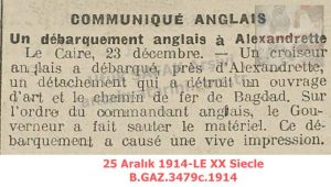 İskenderun’da İngiliz Çıkarma Harekâtı-25 Aralık 1914 LE XX Siecle/The British Landing Operation in Alexandretta — 25 December 1914 — Le XXe Siècle