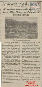 Antakya’da Şapka Giyme Olayı-31 Aralık 1934-Türk Sözü/The Adoption of Hat Wearing in Antakya — 31 December 1934 — Türk Sözü