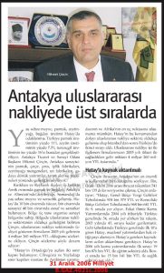Antakya ve Uluslararası Nakliye-31 Aralık 2006-Milliyet/Antakya and International Transportation — 31 December 2006 — Milliyet