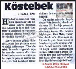Antakya’da Köstebek (Ajan) Avı-4 Aralık 1986-Milliyet/Mole (Spy) Hunt in Antakya