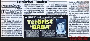 Terörist Baba (Mafya Babası)-4 Aralık 1986-Milliyet/Godfather of Terrorism 4 December 1986