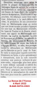 İskenderun’un Fransa İçin Önemi-4 Mart 1923-La Revue de I’Yonne/The Importance of Alexandrette for France — 4 March 1923 — La Revue de l’Yonne