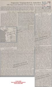 Antakya’da Unutulmuş Geçmiş-4 Ocak 2000-Neue Zürcher Zeitung (İsviçre)/Forgotten Past in Antioch – 4 January 2000