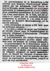 İskenderun Alman Konsolosluğunun Bombalanması ve Fransızların Tutuklanması-6 Ağustos 1915-La Mayenne/The Bombardment of the German Consulate in Alexandretta and the Arrest of French Nationals — 6 August 1915 — La Mayenne