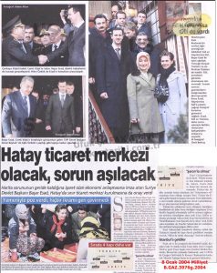 Hatay’ın Türkiye-Suriye Arasında Sorun Olmaktan Çıkması-8 Ocak 2004-Milliyet/Hatay Ceasing to Be an Issue Between Turkey and Syria – 8 January 2004 – Milliyet