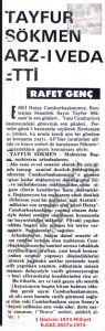 Senatör Tayfur Sökmen Veda Etti-1 Haziran 1974-Milliyet/Senator Tayfur Sökmen Bid Farewell — 1 June 1974