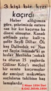 İskenderun’da Kız Kaçırma Olayı-1 Nisan 1954-İleri/Girl Abduction Incident in İskenderun – 1 April 1954