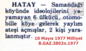 Samandağı’nda Ülkücüler Havaya Ateş Açtı-10 Mayıs 1977-Milliyet/Nationalists Fired Shots into the Air in Samandağı — 10 May 1977