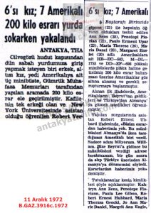 Amerikalılar 200 Kilo Esrarla Yakalandı-11 Aralık 1972-Milliyet/Americans Caught with 200 Kilograms of Hashish – 11 December 1972
