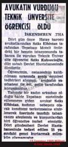 Avukatın Vurduğu Üniversite Öğrencisi Öldü-15 Temmuz 1969-Milliyet/University Student Shot by a Lawyer Died – 15 July 1969