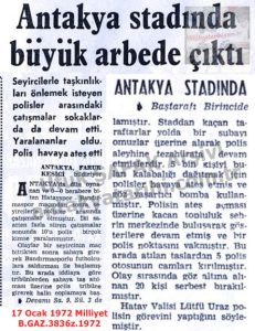 Antakya Stadında Arbede Çıktı-17 Ocak 1972-Milliyet/Scuffle Broke Out at Antakya Stadium – 17 January 1972