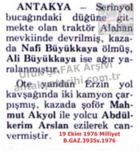 Antakya’da Trafik Kazaları-19 Ekim 1976-Milliyet/Traffic Accidents in Antakya – 19 October 1976