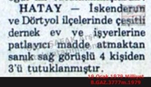 İskenderun’da 3 Sağ Görüşlü Tutuklandı-19 Ocak 1979-Milliyet/Three Right-Wing Activists Arrested in Iskenderun — 19 January 1979