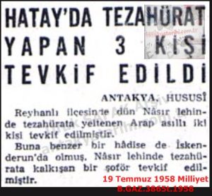 Nasır Lehine Tezahürat Yapanlar Gözaltına Alındı-19 Temmuz 1958-Milliyet/Those Chanting Slogans in Support of Nasser Were Detained – 19 July 1958