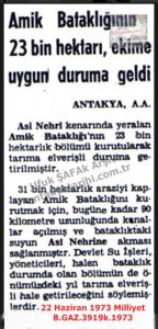 Amik Gölü Kurutuluyor-22 Haziran 1973-Milliyet/Lake Amik Is Being Drained – 22 June 1973
