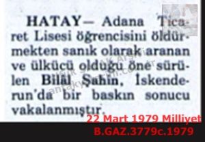 Ülkücü Militan İskenderun’da Yakalandı-22 Mart 1979-Milliyet/Nationalist Militant Captured in Iskenderun — 22 March 1979