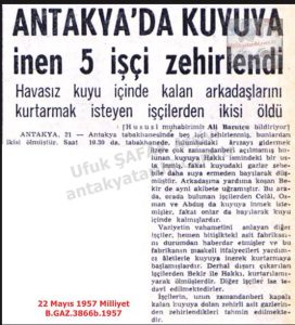 Kuyuya İnen İşçiler Zehirlendi-22 Mayıs 1957-Milliyet/Workers Poisoned After Descending into a Well – 22 May 1957