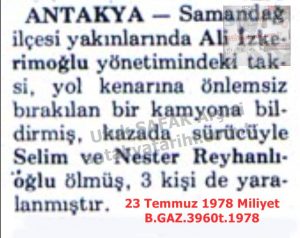Samandağı’nda Kaza-23 Temmuz 1978-Milliyet/Traffic Accident in Samandağ – 23 July 1978