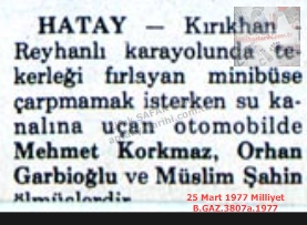 Kırıkhan-Reyhanlı Yolunda Kaza-25 Mart 1977-Milliyet/Accident on the Kırıkhan–Reyhanlı Road – 25 March 1977