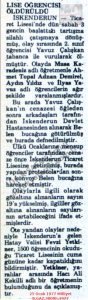 İskenderun Ticaret Lisesinde Olaylar-25 Ocak 1977-Milliyet/Incidents at İskenderun Commercial High School — 25 January 1977