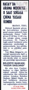 Hatay’da Sokağa Çıkma Yasağı İlan Edildi-25 Ocak 1980-Milliyet/Curfew Declared in Hatay — 25 January 1980