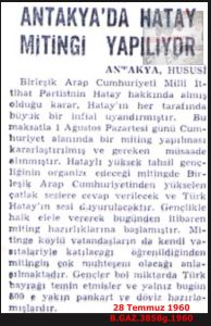 Antakya’da Miting Yapılıyor-28 Temmuz 1960-Miliyet/Mass Rally Held in Antakya – 28 July 1960