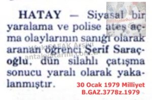 Polise Ateş Açan Fail Yakalandı-30 Ocak 1979-Milliyet/Suspect Who Opened Fire on Police Captured — 30 January 1979
