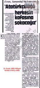 Kenan Evren Samandağı’nda-31 Ocak 1985-Milliyet/Kenan Evren in Samandağ – 31 January 1985