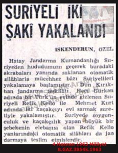 Suriyeli İki Kaçakçı Yakalandı-4 Haziran 1963-Milliyet/Two Syrian Smugglers Captured-4 June 1963