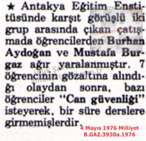 Antakya Eğitim Enstitüsü’nde Olaylar-4 Mayıs 1976-Milliyet/Incidents at Antakya Education Institute – 4 May 1976