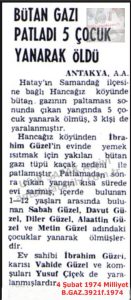 5 Çocuk Yanarak Öldü-4 Şubat 1974-Milliyet/Five Children Died in a Fire – 4 February 1974