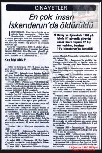 En Çok İnsan İskenderun’da Öldürüldü-6 Ağustos 1980-Milliyet/The Highest Number of People Were Killed in İskenderun — 6 August 1980