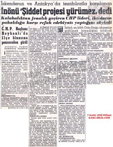 İsmet İnönü Antakya’da-7 Aralık 1958-Milliyet/İsmet İnönü in Antakya – 7 December 1958