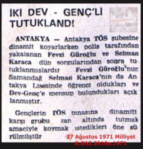 İki Dev-Genç’li Tutuklandı-9 Mart 1971-Milliyet/Two Members of Dev-Genç Were Arrested – 9 March 1971